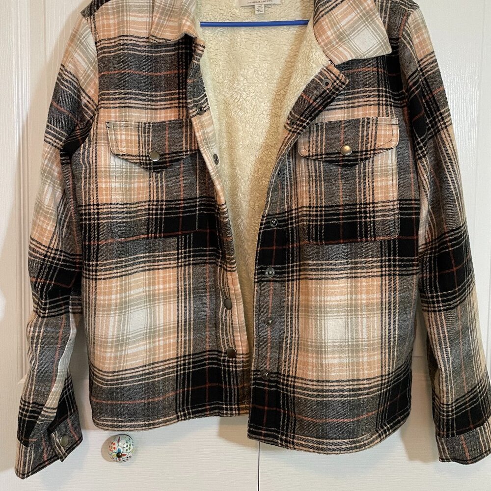 Lucky Brand size small plaid "Shacket" with furry liner - Picture 5 of 13